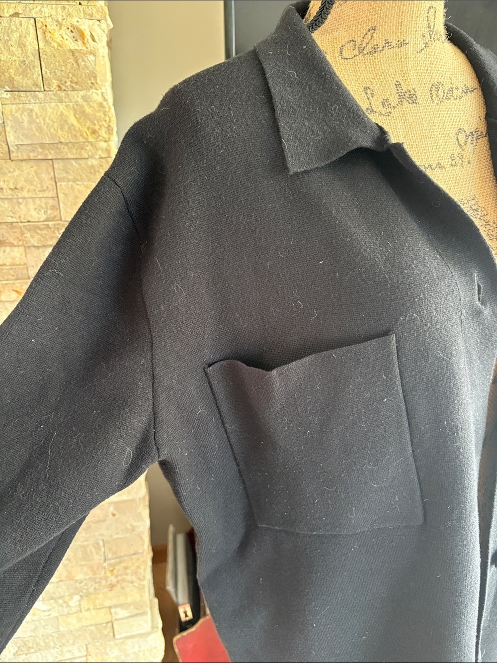 Quince black Eco-Knit Milano Stitch Oversized Shirt Jacket button down pockets - Picture 4 of 16